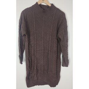 Minik Terzi Women's Sz. S-M Brown Cable Knit Long Sleeve Sweater Dress NWT